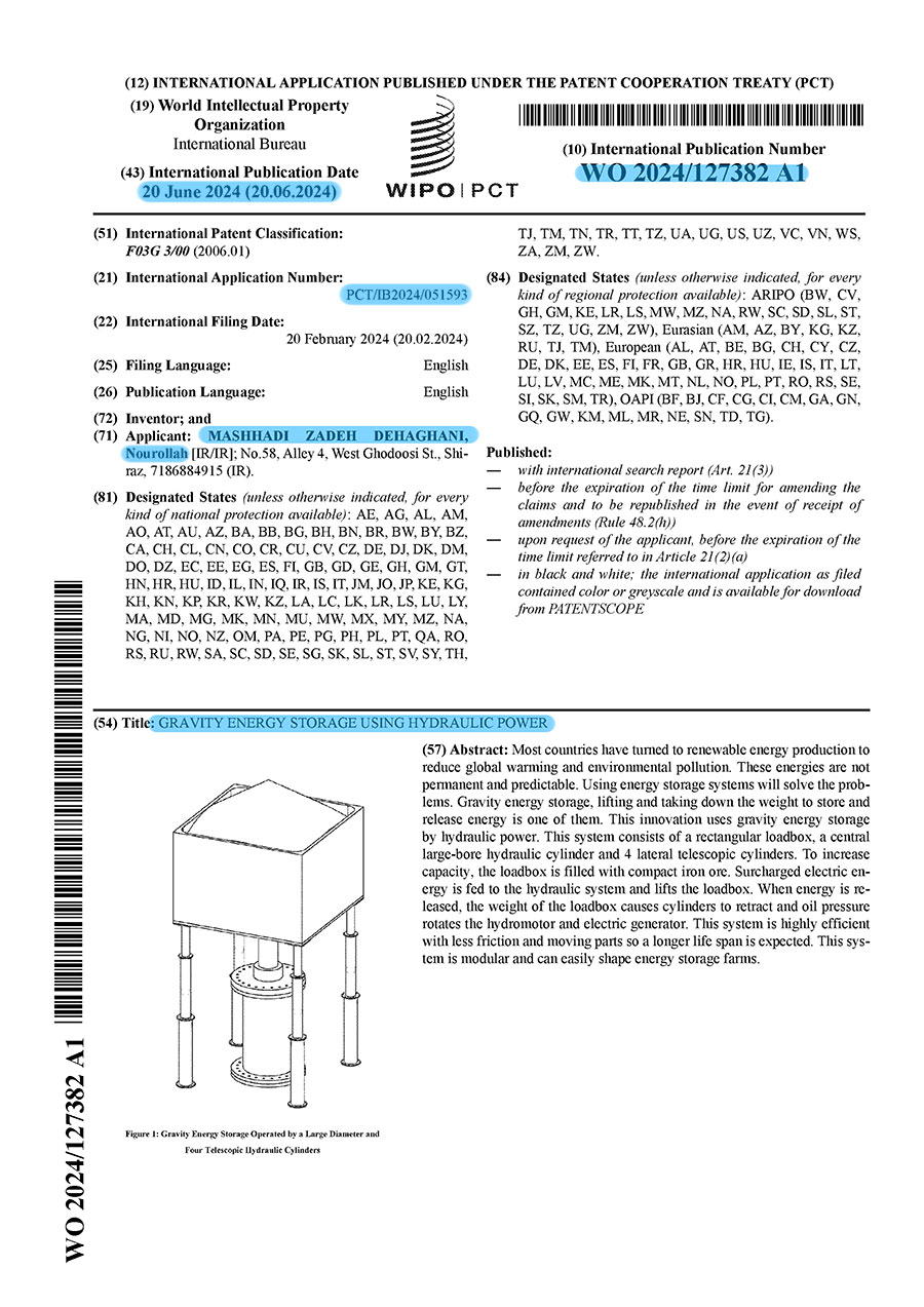patent for gravitational energy storage